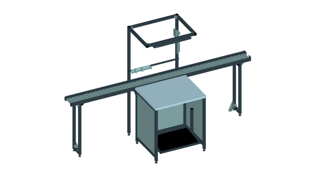 Workstation with integrated EcoFlow conveyor, ergonomic design, high-quality Bosch Rexroth components, and LED lighting.