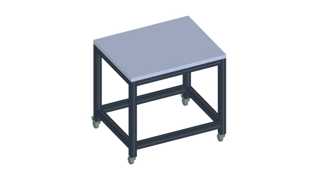 Material shuttle basic heavy 60 made of aluminum profiles on four heavy-duty casters.