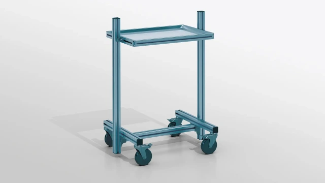 Material shuttle with 4 castors and one material level