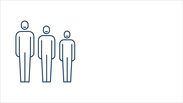 Illustration Bosch Rexroth de personnes de différentes tailles nécessitant différentes hauteurs de travail