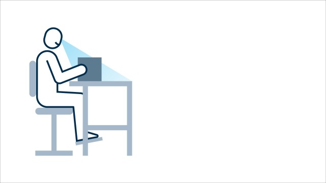 Γραφική απεικόνιση της Bosch Rexroth που δείχνει την εργονομική ζώνη οράσεως σε υγιή χώρο εργασίας
