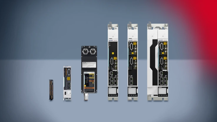 Product images of various different drives from Bosch Rexroth.