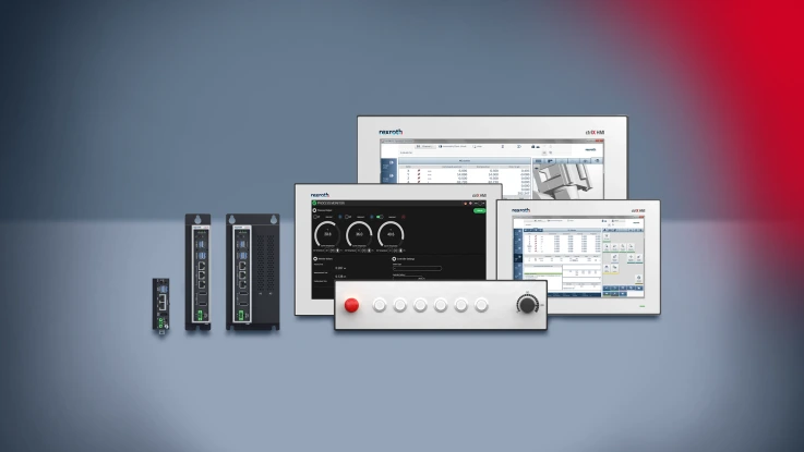 Illustration of two ctrlX IPCs (PR4, PR21 + 2-3 HMI)