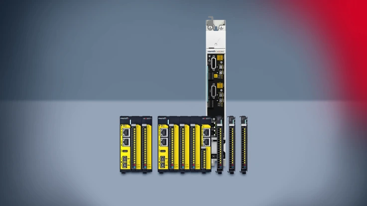 Figura do módulo de segurança ctrlX Safety C.12 + C.15 + I/O, acionamento com função de segurança 
