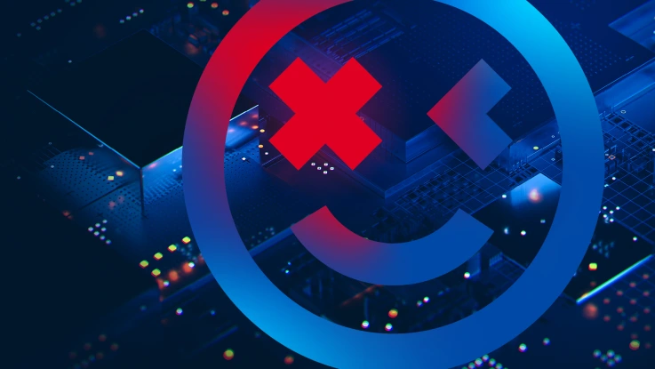 El motivo visual clave de ctrlX AUTOMATION muestra una placa con un smiley multicolor en la parte frontal.