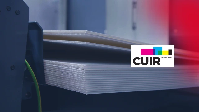 Logotipos de CUIR Corrugated Machinery y ctrlX AUTOMATION, con fotografía de la aplicación.