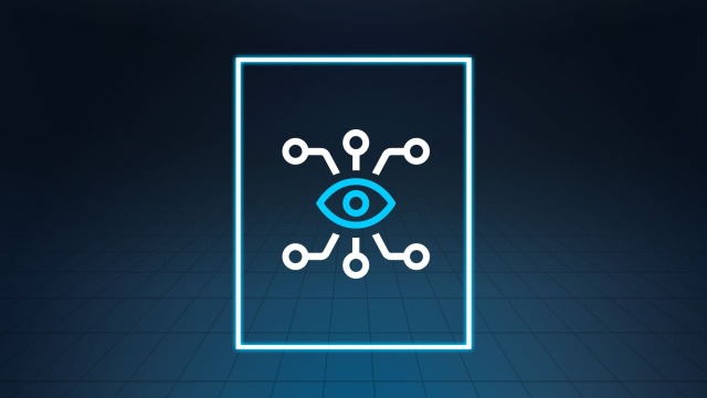 The image shows a rectangular symbol with an eye in the center surrounded by six dots connected to the eye by lines.