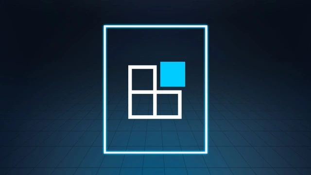 Fondo azul con cuatro cajas, tres de las cuales son blancas y una azul. La imagen se basa en el tema de la modularidad.