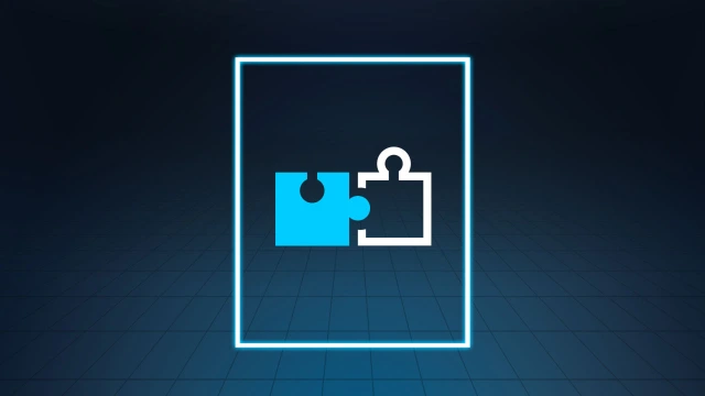 Fondo azul con un rectángulo azul claro en el que se lee «VDA 5050 Interface, Future-Proof, Fleet Safe» en letras azul oscuro.