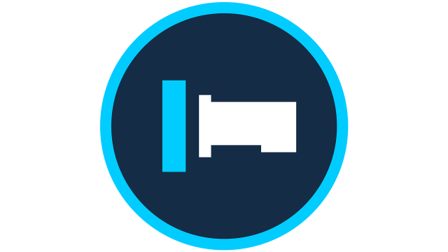 La imagen muestra un icono circular en los colores azul oscuro, azul claro y blanco. El icono muestra un módulo de accionamiento de ruedas que representa el módulo de accionamiento de ruedas 6 en 1, el motor ROKIT.