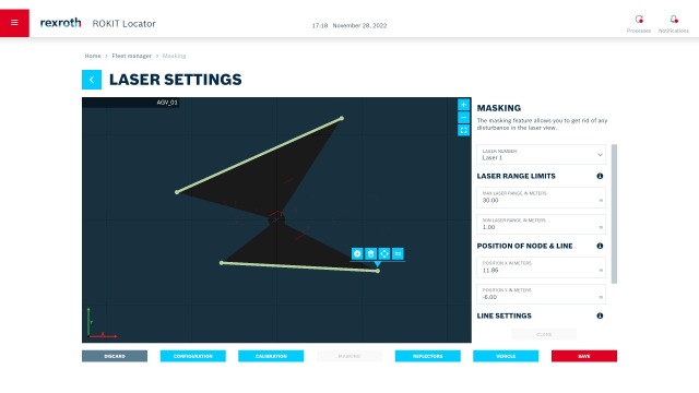 View on the laser settings in the graphical user interface