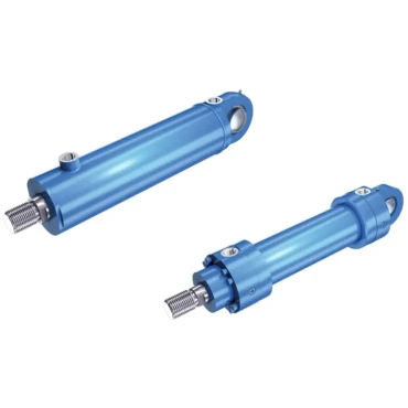 zwei blaue Rundzylinder