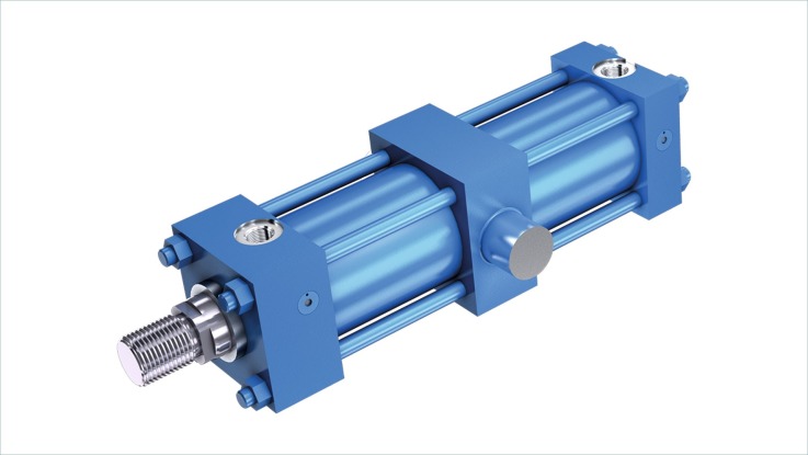 blue hydraulic tie rod cylinder