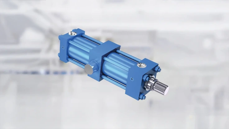 blue hydraulic tie rod cylinder