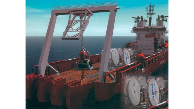 Telecommunication cable-laying ship
