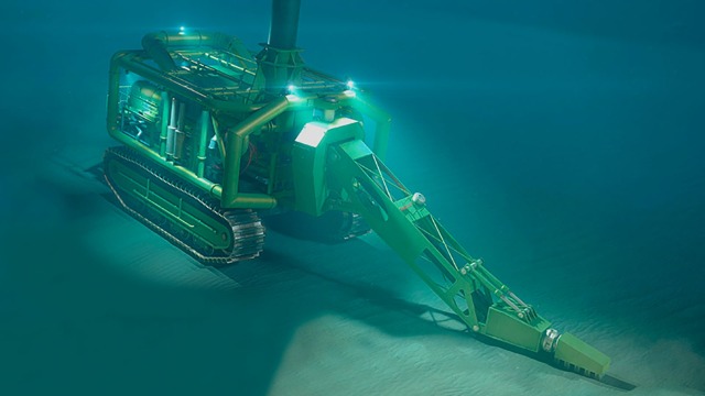 Gru cingolata sottomarina per estrazione mineraria in acque profonde
