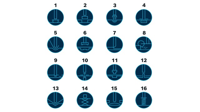 Visualisatie van 16 toepassingsvoorbeelden in de vorm van pictogrammen