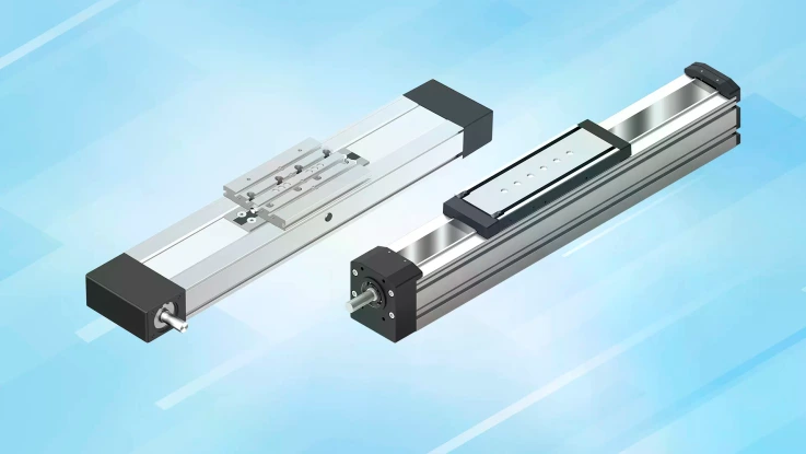 Ready-to-install Linear Motion Systems on a light blue background.