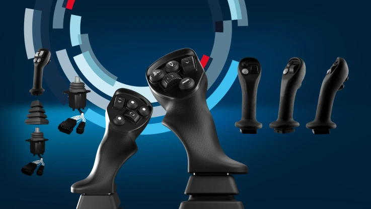 HMI hydraulic and electronic joysticks and grips