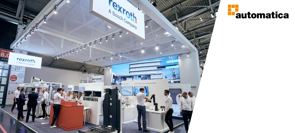 Bosch Rexroth booth with exhibits and people