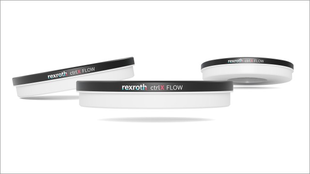 Representation of three movers of ctrlX FLOW6D performing different movements (floating, tilting).