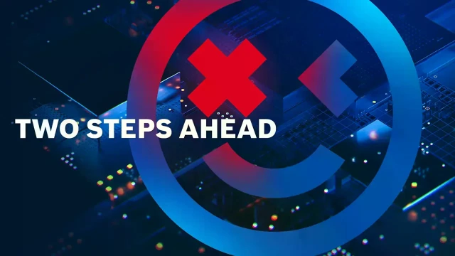 Visuel de campagne de ctrlX AUTOMATION avec le slogan Two steps ahead.