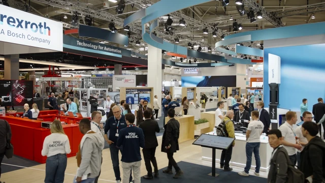 Bosch Rexroth booth with exhibits and visitors