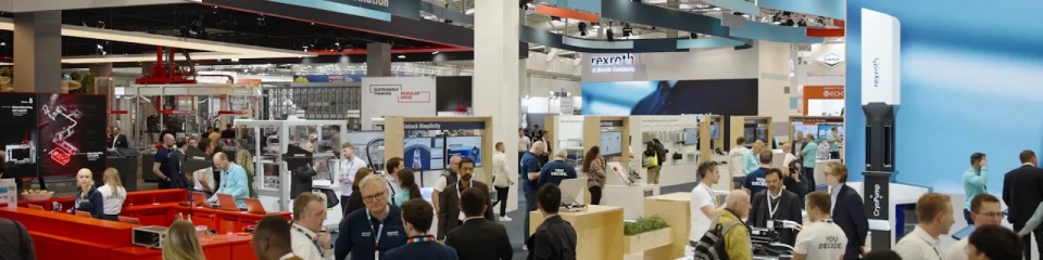 Bosch Rexroth booth with exhibits and visitors