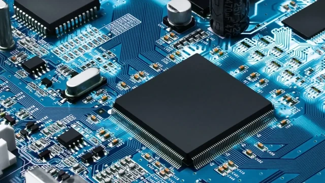 Circuit board with microchip and electronic components