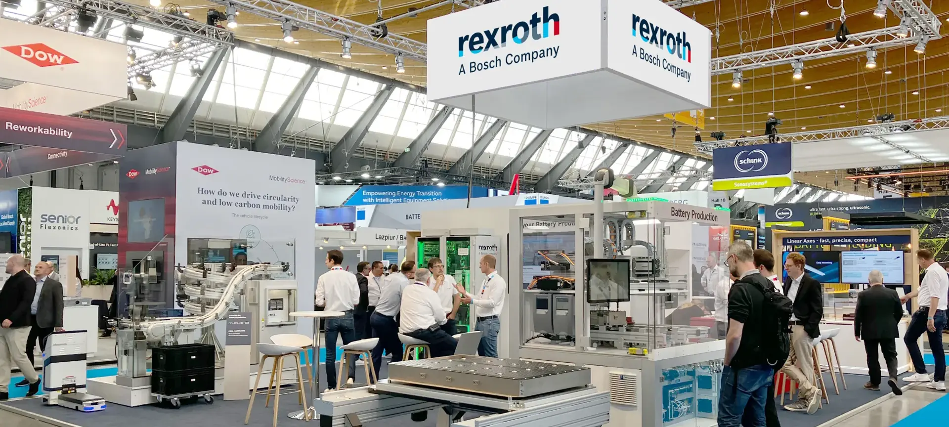 Bosch Rexroth booth with exhibits and Visitor