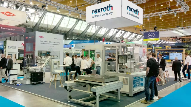 Bosch Rexroth booth with exhibits and Visitor