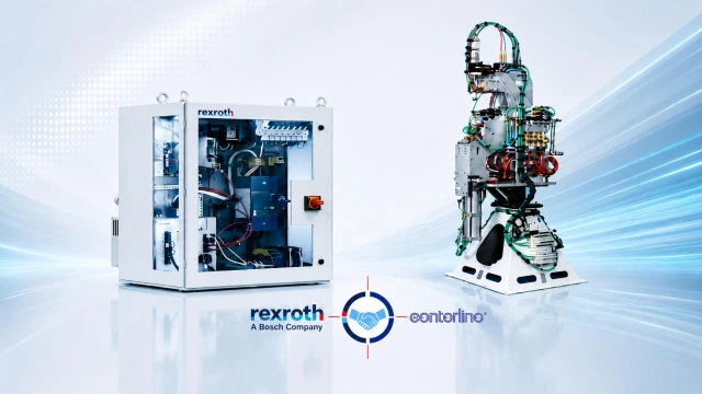 Bosch Rexroth PRC7000 projection welding inverter with CenterLine Soft Mount gun for high-productivity servo-electric projection welding.