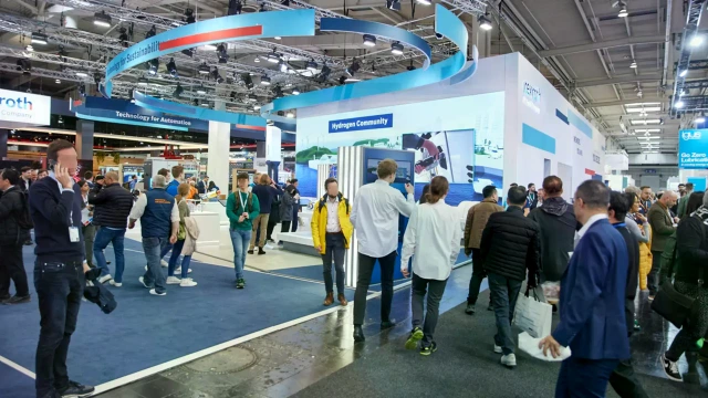 Bosch Rexroth booth with exhibits and Visitor