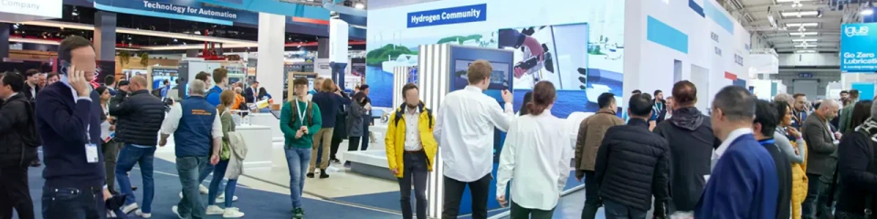 Bosch Rexroth booth with exhibits and Visitor