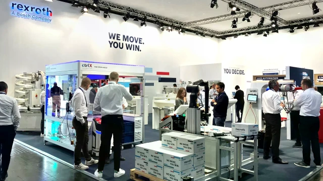 Bosch Rexroth booth with exhibits and Visitor