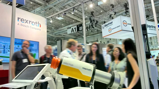 Bosch Rexroth booth with exhibits and Visitor