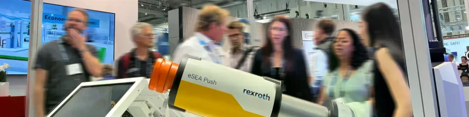 Bosch Rexroth booth with exhibits and Visitor